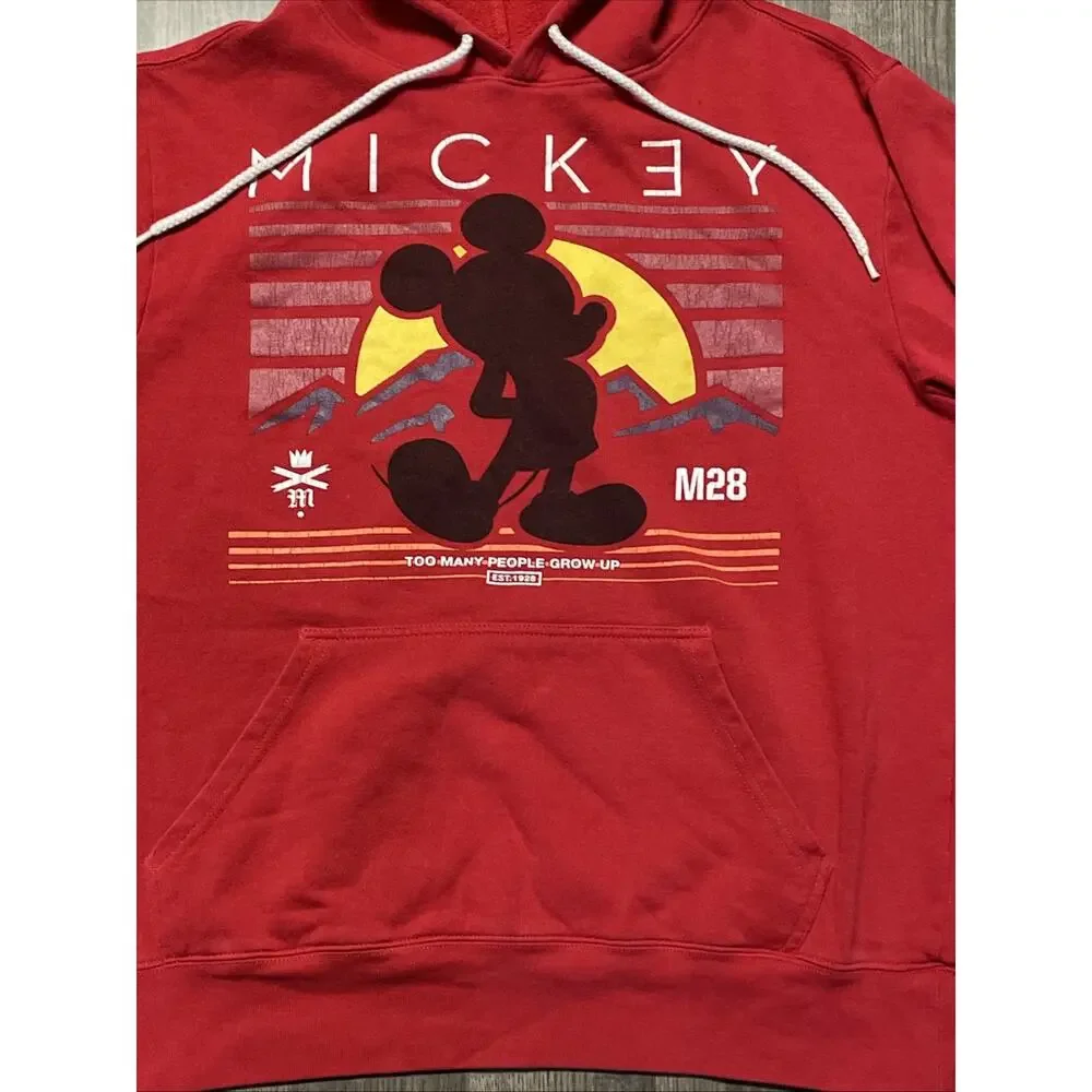Disney Collection By Neff Mickey Mouse Hoodie Sweatshirt Mens Size Medium Red